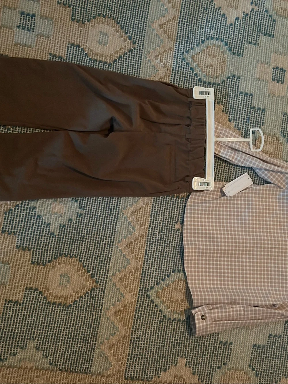Edgehill Collection boys long sleeve shirt and pants set